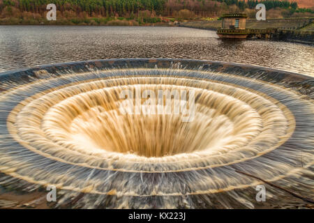 A closeup image of one of the plugholes at Ladybower Reservoir, Derbyshire Stock Photo