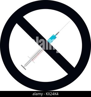 No addiction symbol. Warning and prohibited injection, vector illustration Stock Vector
