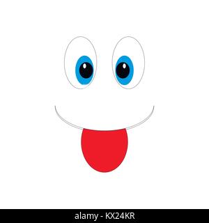 Put out one tongue smile isolated. Vector smiley cartoon emoticon face illustration Stock Vector