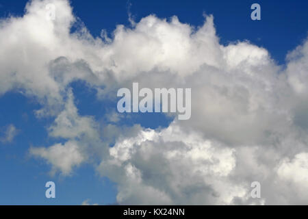White fluffy clouds in a bright blue sky