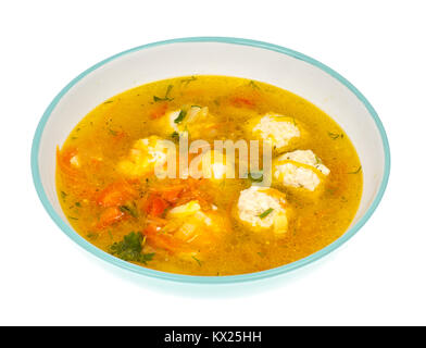 Soup with carrot, onion, paprika and meatballs Stock Photo
