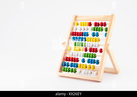 Traditional abacus with colorful wooden beads Stock Photo