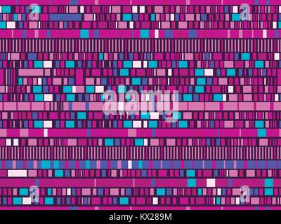 Glitch seamless pattern. Signal error, pixel mosaic. Computer screen error. Background with geometric shapes of different colors, squares, stripes and Stock Vector