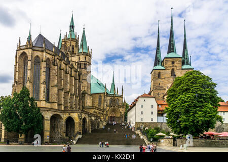 The cathedral and Serveri church in Erfurt, Germany Stock Photo