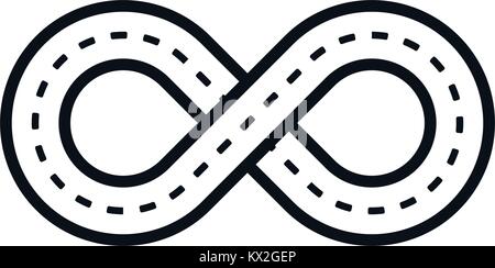 Road shaped infinity symbol on white background. Stock Vector