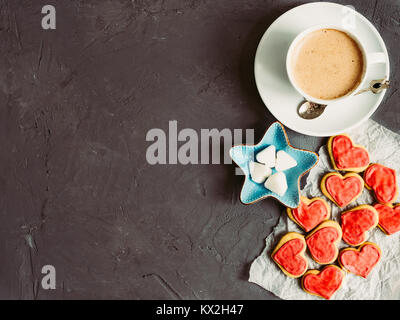 Strong and fragrant coffee with fresh biscuits in the glaze for those who love. Stock Photo