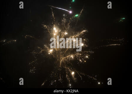 celebratory fireworks in honor of the new year closeup. Stock Photo