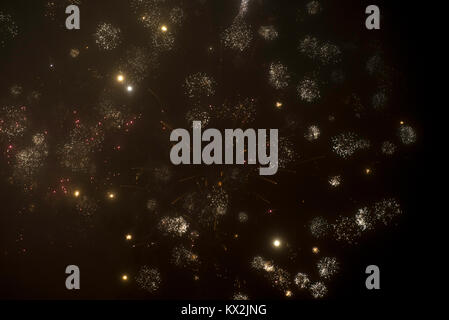 celebratory fireworks in honor of the new year closeup. Stock Photo