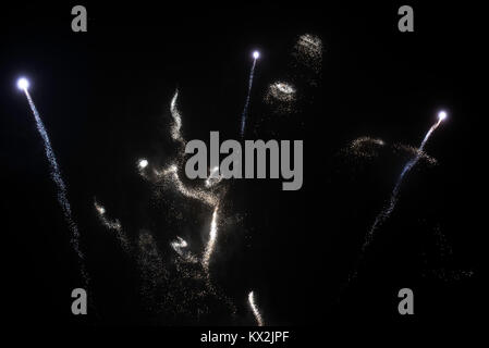 celebratory fireworks in honor of the new year closeup. Stock Photo