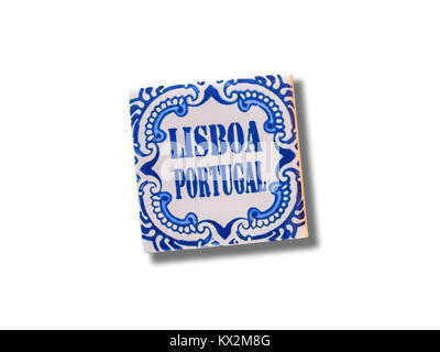 Lisbon (Portugal) souvenir refrigerator magnet isolated on white background Stock Photo