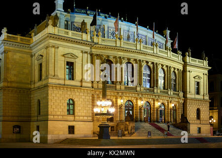 Rudolfinum, concert hall and cultural venue, Prague, at night Stock Photo