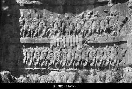 Historic Persia (Iran) in 1935  - Archaeology - SHAPUR - A carved tablet featuring the army of Shapur I. Stock Photo