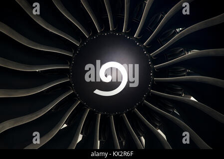 Aircraft engine and propeller close up shot. Stock Photo