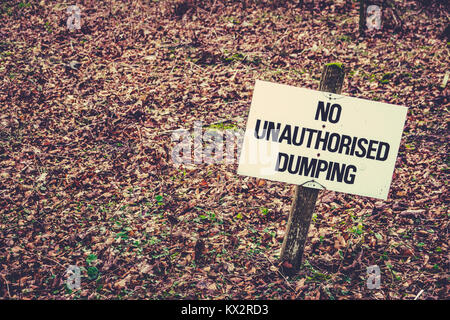 Sign With Copy Space Saying No Dumping Stock Photo