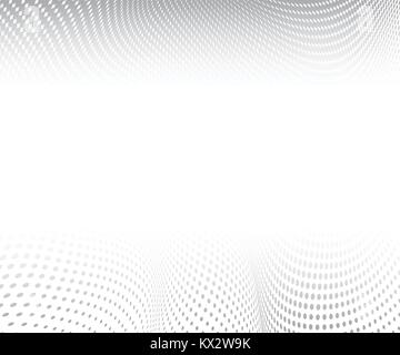 gray circles on white background. Halftone wave texture. Vector illustration. copy space Stock Vector