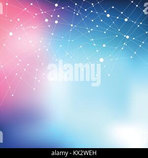 Abstract geometric Modern technology concept multicolored blurred background with dots and lines. connection structure digital data visualization. Soc Stock Vector
