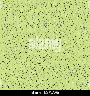 Chaotic uneven spots or dots seamless vector pattern. Hand drawn splash texture. Shades of blue spray on green background. Tiny specks or blobs of var Stock Vector