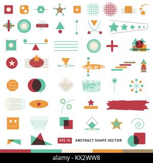 abstract shape square triangular circle star line vector icon set Stock Vector