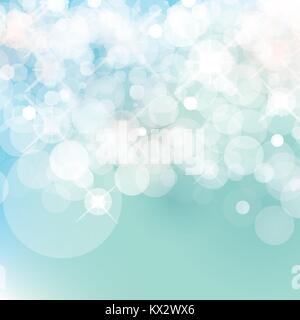 light blue Vector bokeh background made from white lights with sparkling glitter Stock Vector