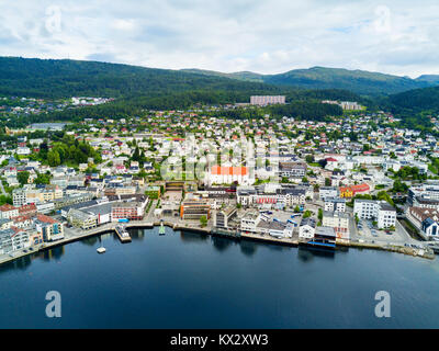 Molde aerial panoramic view. Molde is a city and municipality in Romsdal, Norway. Stock Photo