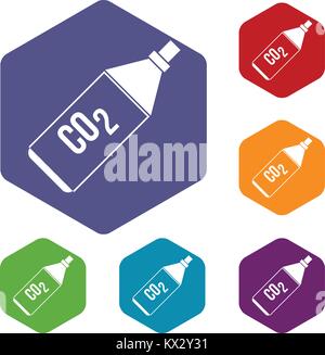 CO2 bottle icons set Stock Vector