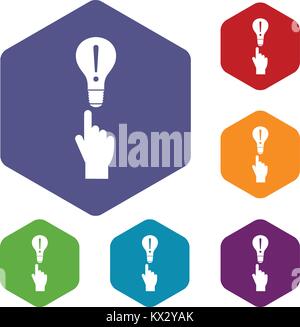 A finger pointer and light bulb icons set Stock Vector