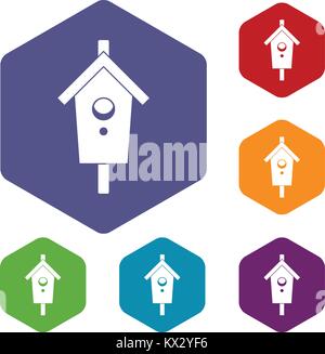 Birdhouse icons set Stock Vector