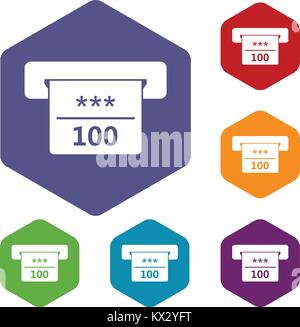 Winning cheque in casino icons set Stock Vector