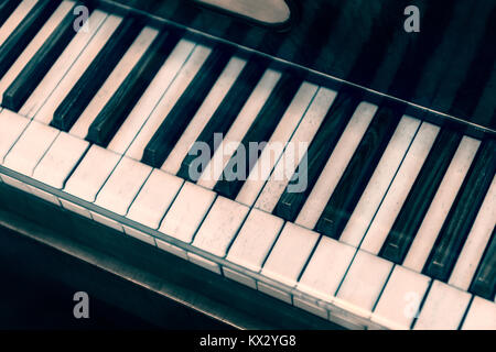 Top view of vintage piano keyboard Stock Photo