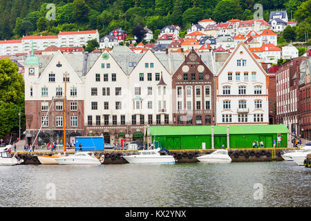 Bryggen is a series commercial buildings at the Vagen harbour in Bergen, Norway Stock Photo