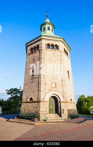 Valbergtarnet or Valberg tower in Stavanger, Norway. Valberg tower is an observation fire watch tower for the city guards. Stock Photo