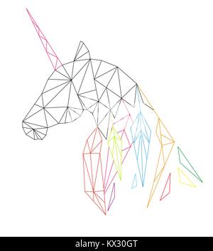 Unicorn's head in the polygonal style. Isolated on white background. Vector illustration. Stock Vector