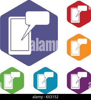 Mobile chatting icons set Stock Vector