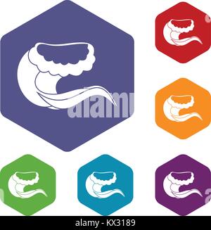Curling and cracking wave icons set Stock Vector