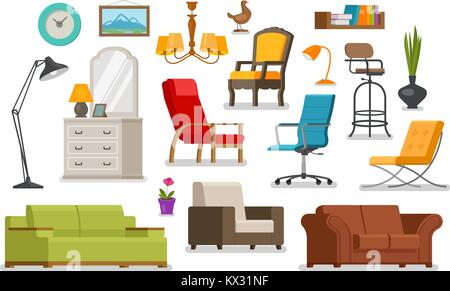 Interior, furnishings, furniture store concept. Vector illustration Stock Vector