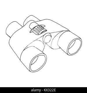 Binoculars isolated on white background. Vector illustration of a sketch style. Linear icon. Stock Vector