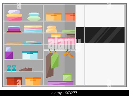 Built-in wardrobe in a flat style. Vector illustration. Stock Vector