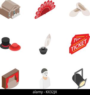 Culture and art icons set, isometric 3d style Stock Vector