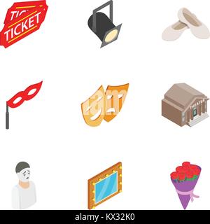 Entertainment icons set, isometric 3d style Stock Vector