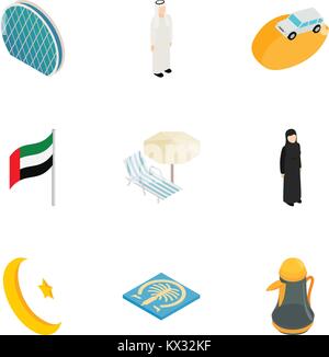 United Arab Emirates elements icons set Stock Vector