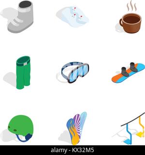 Snowboarding elements icons set Stock Vector