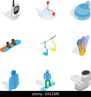 Winter sports equipment icons set Stock Vector
