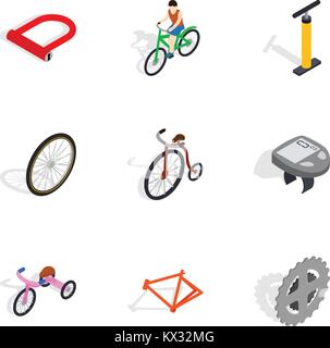 Bicycle icons set, isometric 3d style Stock Vector