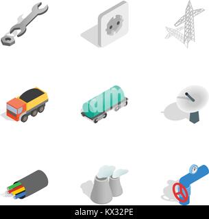 Indusry icons set, isometric 3d style Stock Vector