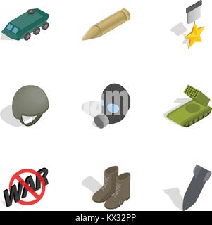 Universal war icons set, isometric 3d style Stock Vector
