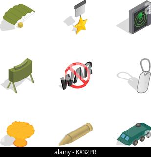 Army weapon icons set, isometric 3d style Stock Vector
