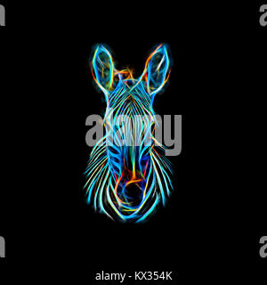 A neon digital representation of a Zebra Stock Photo - Alamy