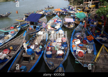 Boats on the river market in Hoi An in central Vietnam Stock Photo