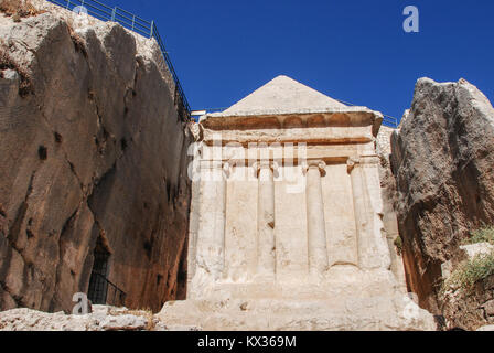 Horizontal picture of Tomb Zechariah  located in the Mount of Olives in Jerusalem, Israel. Stock Photo