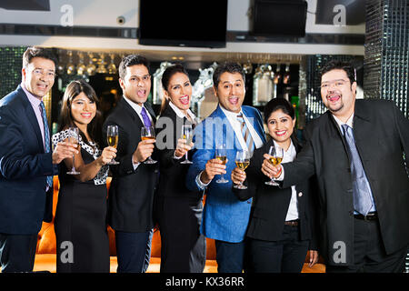 Group Business People Colleagues Champagne Party Company event celebration Restaurant Stock Photo